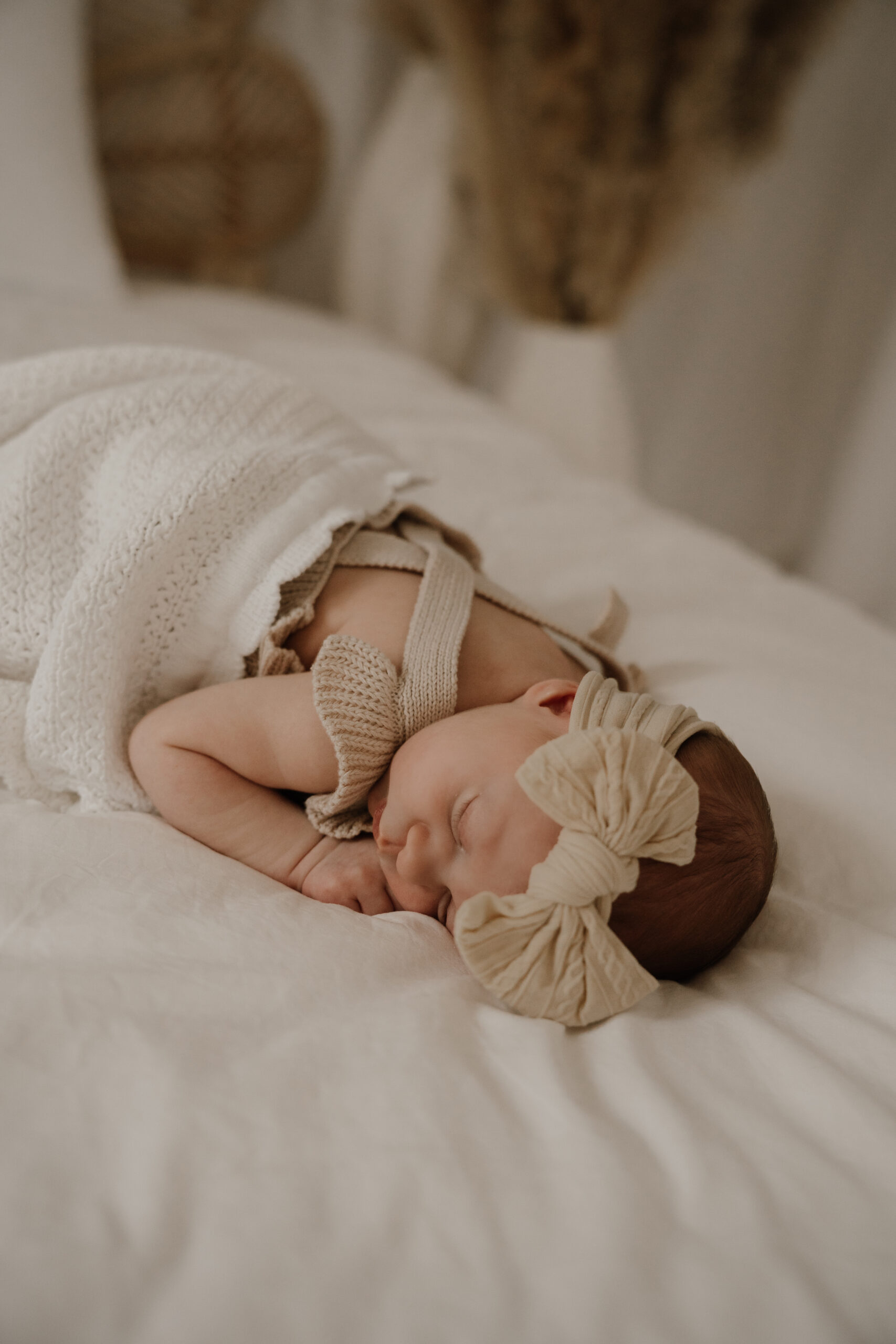 Newbornshooting im Tageslichtstudio natürlich hell und clean - Fotografin in Ludwigsburg